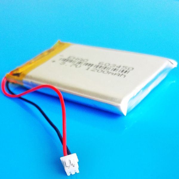 Modell 603450 3,7 V 1200 mAh Lithium-Polymer-Li-Po-Akku JST 1,25 2-polig für MP3-DVD-PAD-Mobiltelefon GPS-Kamera E-Book