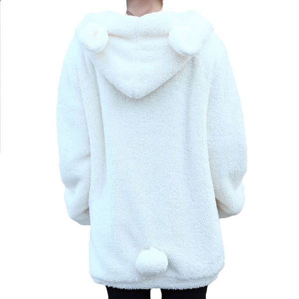 

Women Hoodies Zipper Girl Hot Sale Winter Loose Fluffy Bear Ear Hoodie Hooded Coat cute sweatshirt Jacket Warm Outerwear Wholesale