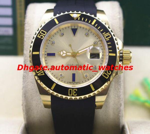 

2 style luxury wristwatch black bezel ceramic rubber bracelet diamond watch mens 40mm automatic mechanical men watches new arrival, Slivery;brown