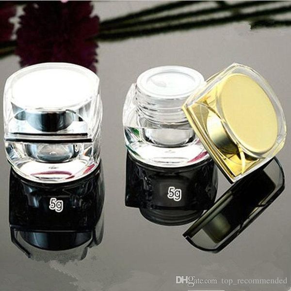 

5g octagonal gold ilver acrylic empty pla tic co metic cream mall jar 5g 10g for ample packaging container h 100pc