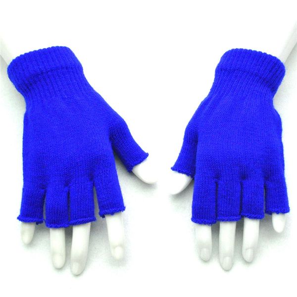 Teenage Winter Gloves Half Finger Fingerless Gloves Men Women Solid Color Finger Stretch Knit Mittens Wrist Warm Half Finger Gloves Gifts Child