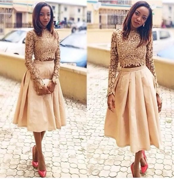 

two piece long sleeve prom dresses 2018 short satin tea length lace cocktail back to school homecoming evening wear gowns, Black;red