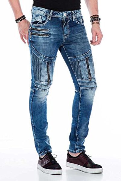 

cipo & baxx blue mens biker clubbing streetwear style jeans cd437