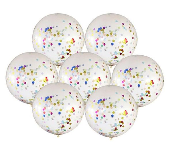 

36 inch latex balloons giant confetti balloon big clear inflatable wedding mariage happy brithday party decoration favor