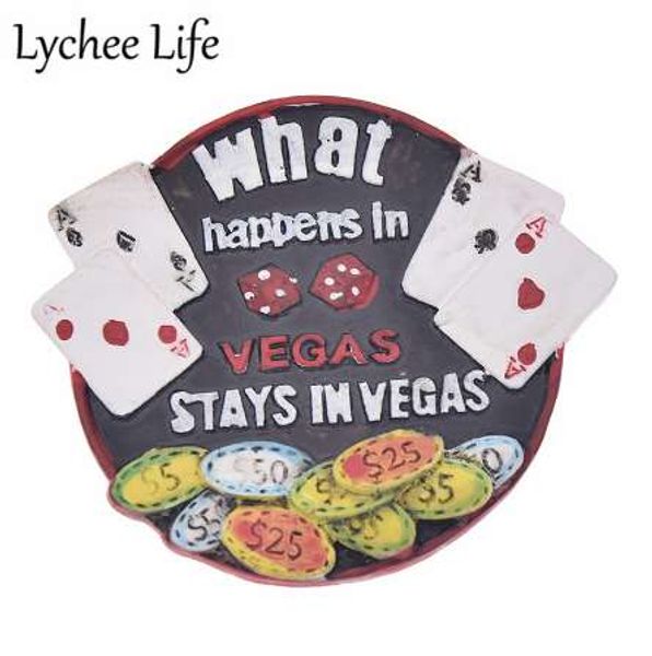 Lychee Life Las Vegas City Frigorifero Adesivo magnetico Lettera colorata Magnete per frigorifero in resina Souvenir Modern Home Kitchen Decor