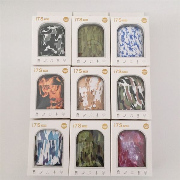 

I7 i7 tw twin bluetooth earbud camouflage wirele earphone head et headphone for iphone android with retail package
