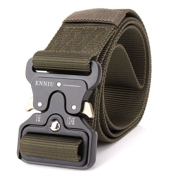 

4.5cm men's canvas belt metal insert buckle nylon trainin army tactical belts for men male strap, Black;brown