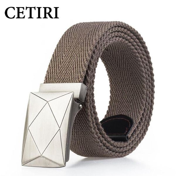 

cetiri 3.8cm width automatic buckle tactical belt casual outdoor breathable cotton canvals belts for jeans fashion belt, Black;brown