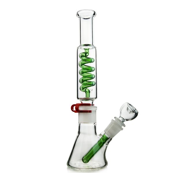 Зелено-синяя конденсаторная катушка, замораживаемый стакан, бонг-даб, водопроводные трубы, прямая трубка, стеклянный бонг, соединение 18,8 мм