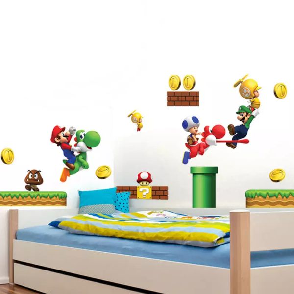 Super Mario Bros Removable Wall Stickers Vinyl Stickers Art Books Children S Decor Border Tiles For Bathrooms Room Decoration Stickers Room Stickers