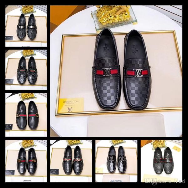 

2019 Luxury Metal Decoration Men Loafers Comfortabl Elegant Weaving PU Dress Shoes Men's Flats Casual Shoes Big Plus Size 38-45