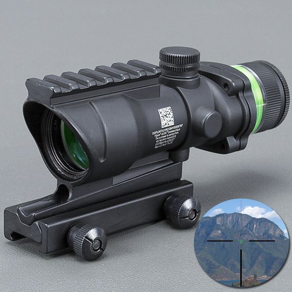 

Trijicon ACOG BLACK Color Tactical style 4x32 rifle scope red dot Green Optical fiber 20mm Rail