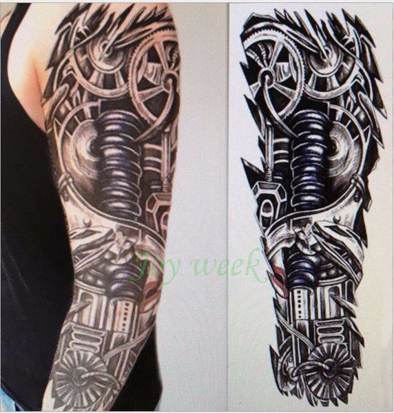 Acheter Autocollant De Tatouage Temporaire étanche Bras Complet Grande Taille Bras Robot Tatouage Flash Tatoo Fausse Manche De Tatouage Pour Hommes