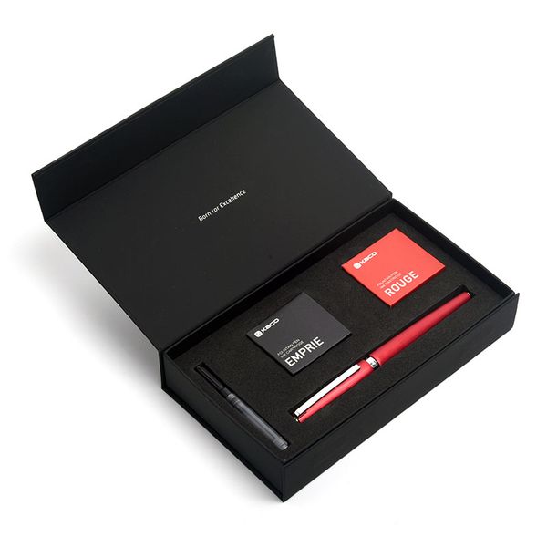 

kaco balance red black blue grey fountain pen ink set fine nib 0.5mm luxury businees office gift pens with ink cartridge