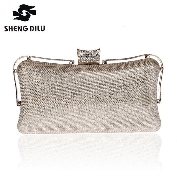

2017 luxury rhinestone silver gold champagne crystal evening clutches women chain purse handbag wedding party shoulder bag nl071