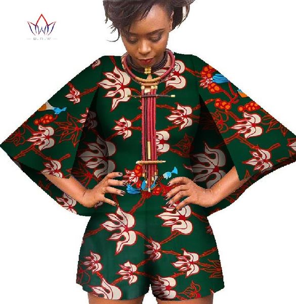 Macacão 2018 Bazin Africano Cera Impressão Dashiki Macacão Plus Size 6xl Romper Macacão Manto Playsuit Roupas Africanas para Mulheres WY393