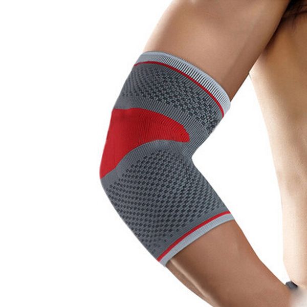 

professional sports elbow support tennis badminton arm brace silicone gel elbow pad protection soporte de codo 1pcs, Black;gray