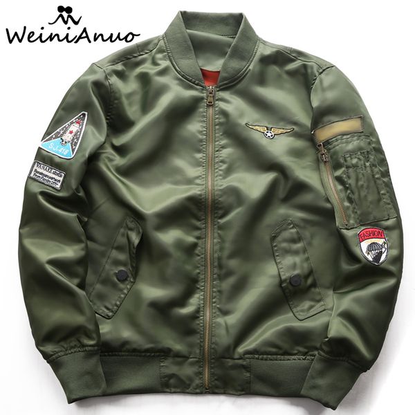 

weinianuo 2018 appliques bomber jackets men bomber jacket men army tactical baseball jackets male jaqueta masculina 451, Black;brown
