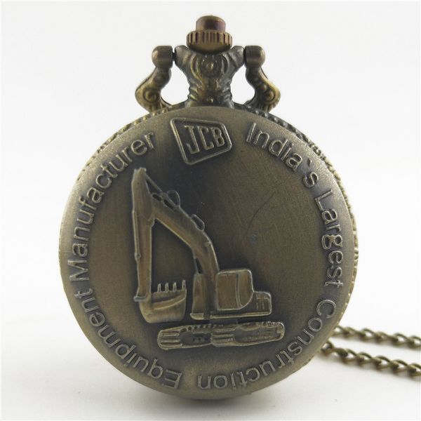 

new antique bronze jcb excavator, horse, cross quartz pocket watch pendant necklace for men and women's gift, Slivery;golden