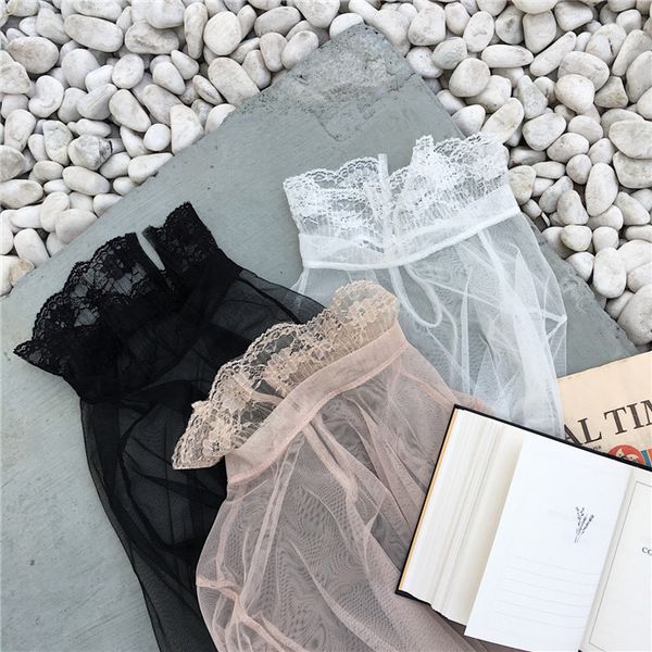 

women slim transparent mesh t shirts patchwork lace full lantern sleeve solid t-shirts female solid elegant tees, White