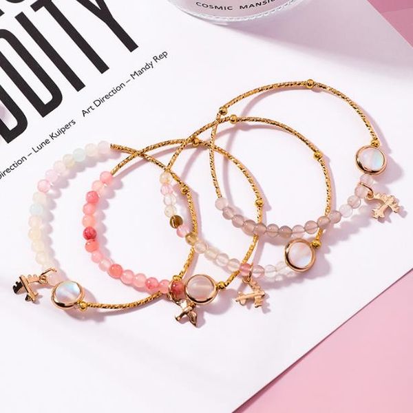 

sweet single ring simple crystal bracelet lady popular and fashionable personality bird sen is a girl heart beaded jewelry, Golden;silver