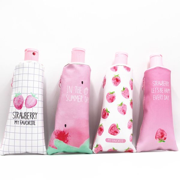 

4 pcs/lot cute strawberry pen pencil bag with sharpener storage case organizer stationery item gift school supplies a6732
