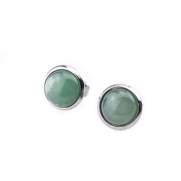 

natural stone earrings stainless steel 8mm round opal pink crystal druzy ear stud for women jewelry, Golden;silver