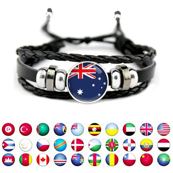 

united kingdom chile aruba france japan panama paraguay austria egypt south korea england australia flag men women bracelet, Golden;silver