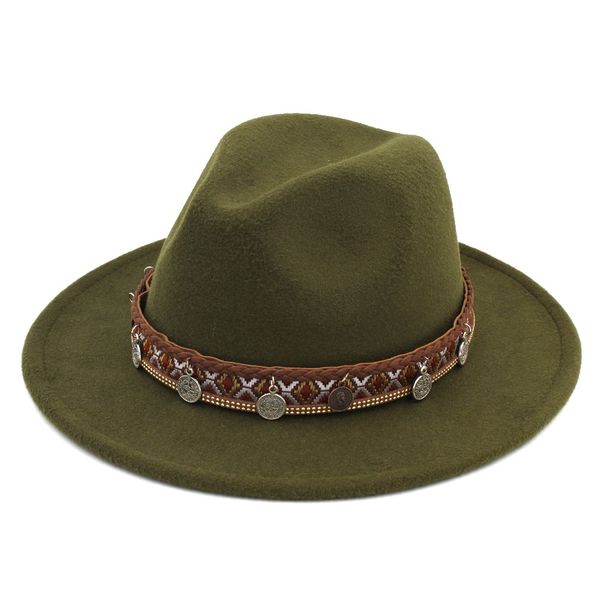 

vintage winter wool blend panama cap fedora hat wide brim sombrero godfather cap church caps gangster jazz hat, Blue;gray