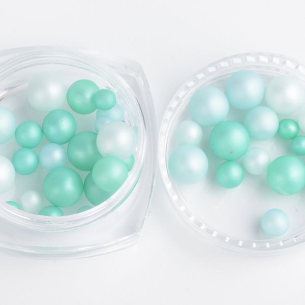 

1box sky blue dazzle two types colour ball pearl mixed size nail studs manicure nail art decorations, Silver;gold