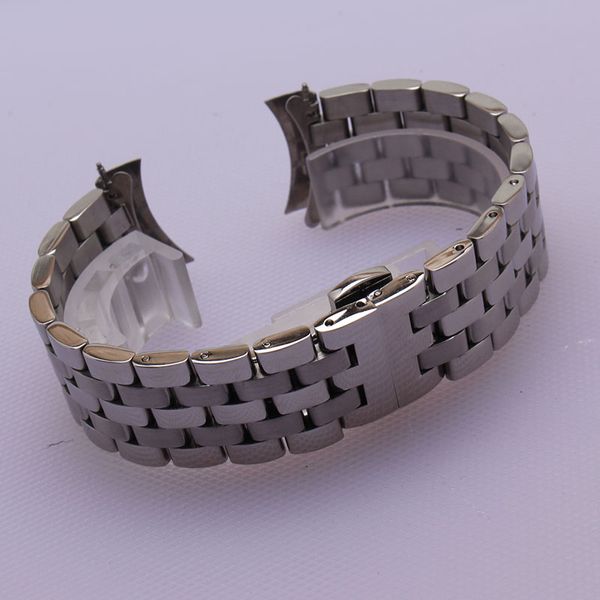 Cinturino in acciaio inossidabile di alta qualità Bracciale in argento con estremità curva 16mm 18mm 20mm 22mm 24mm Cinturino solido per orologi di marca da uomo new177t