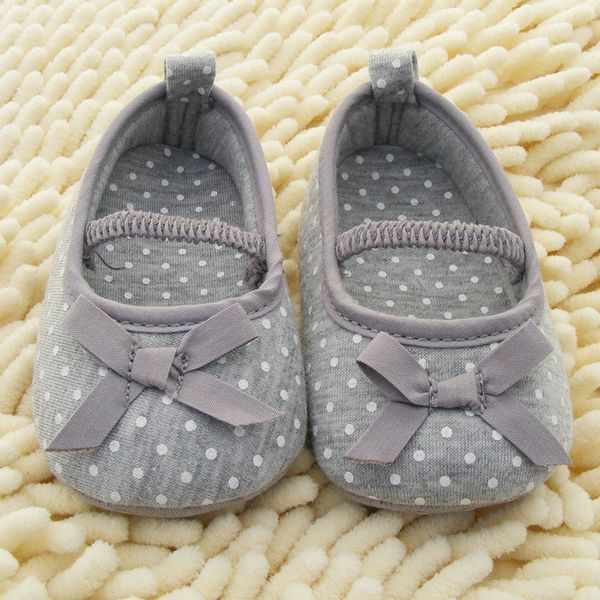 

cute toddler baby girls soft bottom shoes polka dots bow-knot prewalker for kids