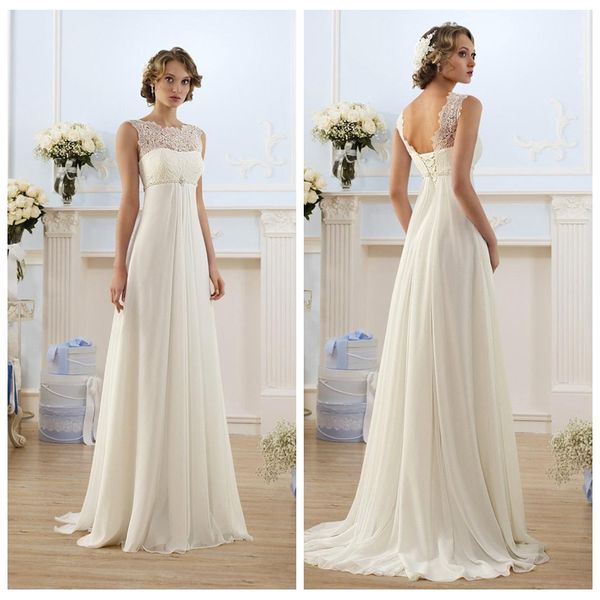 

2019 chiffon empire wedding dre e jewel leevele lace ummer beach maternity bridal gown robe de mariage