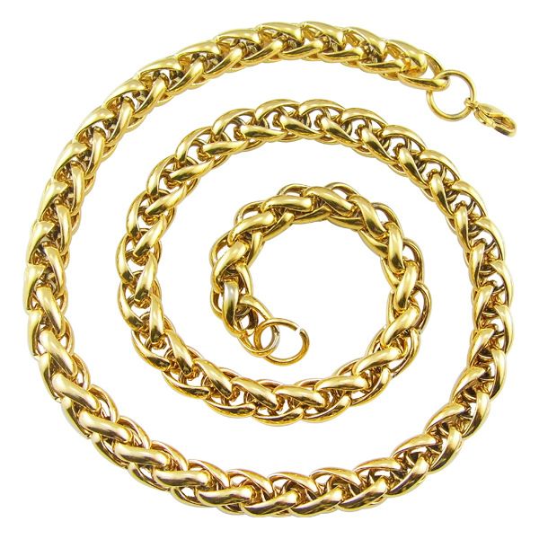 

fashion men male link chain necklace gold 316l stainless steel braided snake cuban chain necklace jewelry, Silver