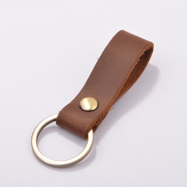 

genuine leather key chain keychain holder antique bronze plated metal car key ring brown color jewelry men gifts with key ring, Slivery;golden