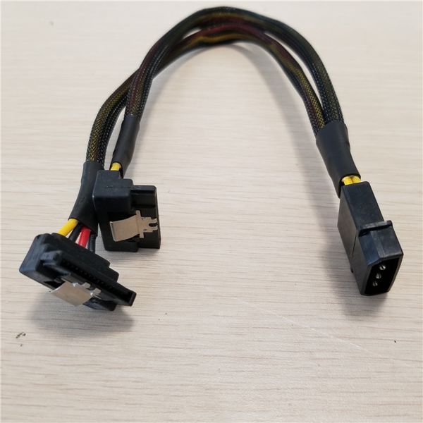 

PSU 4Pin IDE Molex to Dual 90 Degree Down Angle 15Pin SATA Power Cable Cord 18AWG Wire For HDD SSD PC DIY
