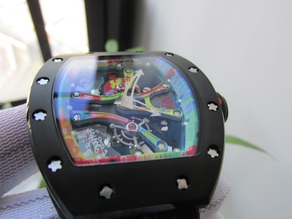 

42mmx50mm 68-01 cyril phan aka kongo kv factory edition colorful skeleton dial miyota 9015 automatic men watch cool wristwatch, Slivery;brown