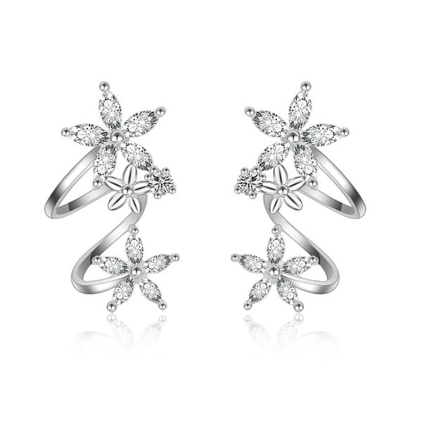 

eh133 luxury crystal multi prongs flowers crown earring stone sliver/rose gold color round stud earring for women fashion jewelry, Golden