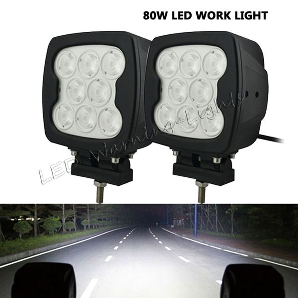 

pair 80w spot flood beam led work light 4x4 offroad atv suv automotive farm outdoor high power driving headlight fog lamp