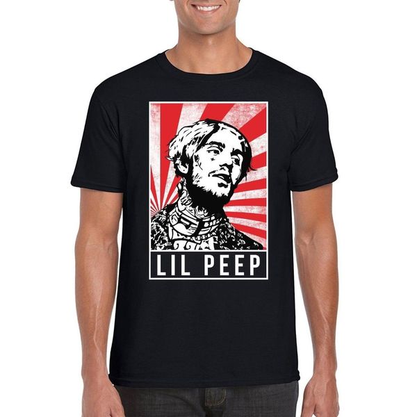 

lil peep rapper tribute poster black t-shirt tees short sleeve plus size discount new t-shirt, White;black