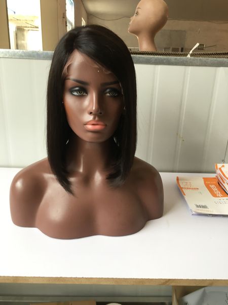 

drop shipping human hair lace front wig brazilian indian malaysian peruvian virgin hair full lace wig human hair short bob wigs, Black;brown
