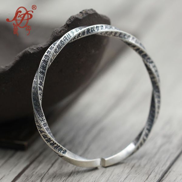 

2018 special offer promotion bangle vintage handmade buddhist sutra 990 sterling bangles for jewelry thai fine present, Golden;silver