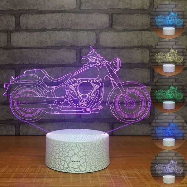 Lampada da notte per moto 3D Lampada stereo a LED Luce notturna USB creativa Luce per camera dei bambini # R42