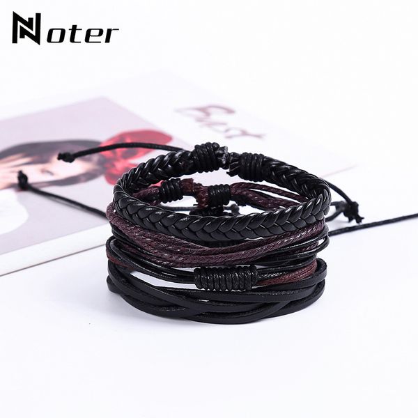 

punk rock leather bracelet men personalized 4pcs/set braided bracelet charm adjustable rope braslet man jewelry pulsera hombre, Golden;silver