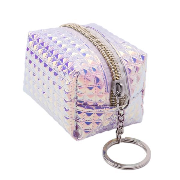 

thinkthendo women hologram mini coin change purse wallet holographic laser zipper small bag, Red;black