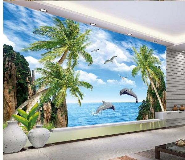 

hd sea coconut tree tv background wall papers home decor designers