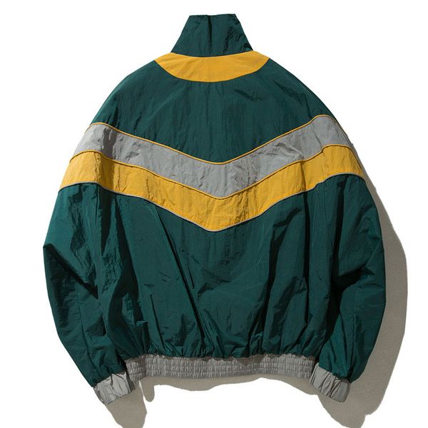 

Vintage Multicolor Color Block Patchwork Windbreaker Jackets Autumn Hip Hop Streetwear Zip Up Track Casual Jackets
