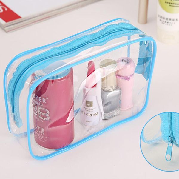 

1pc clear travel makeup cosmetic bag 3 colors women toiletry bagtransparent plastic pvc bags toiletry zip pouch 15*7*10.5cm