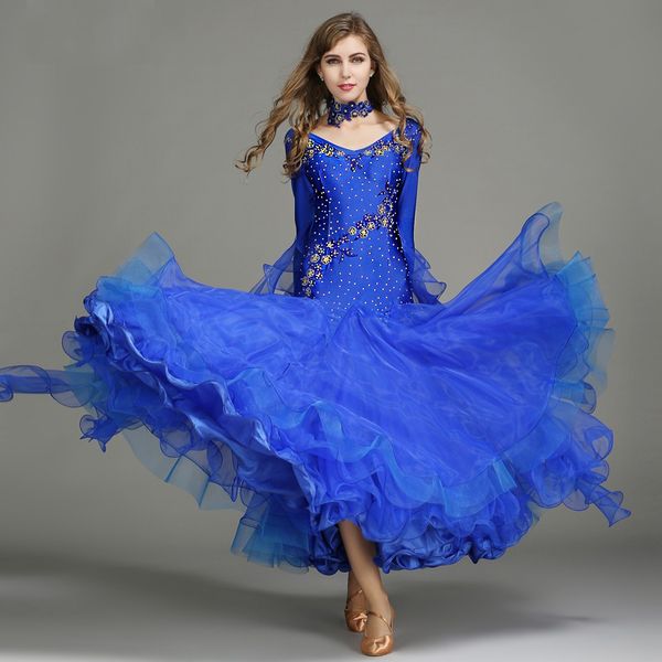 

6 colors blue sequins ballroom waltz dresses for ballroom dancing standard competition standard dance dress woman foxtrot dress, Black;red