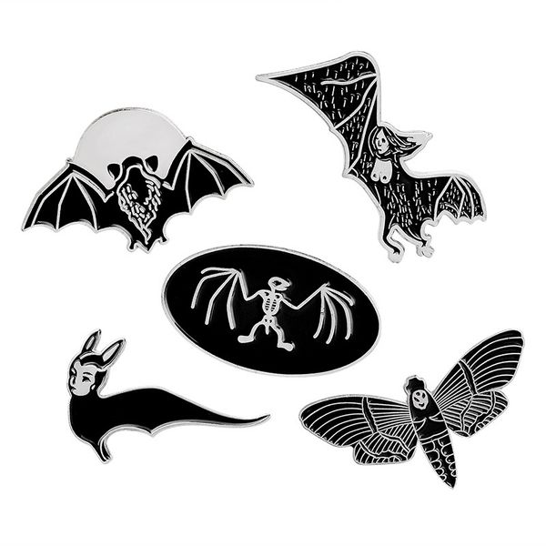 

black skeleton bat bee enamel brooches pins punk style broches wholesale fashion jewelry for women men shirt jacket lapel pin european style, Gray